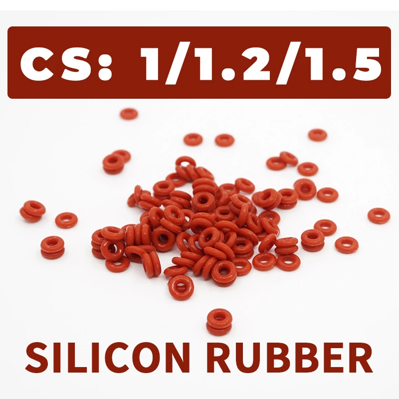 Thickness CS1/1.2/1.5mm Red VMQ O-ring cross section silicon rubber sealing gasket rubber washer wholesale in specifications