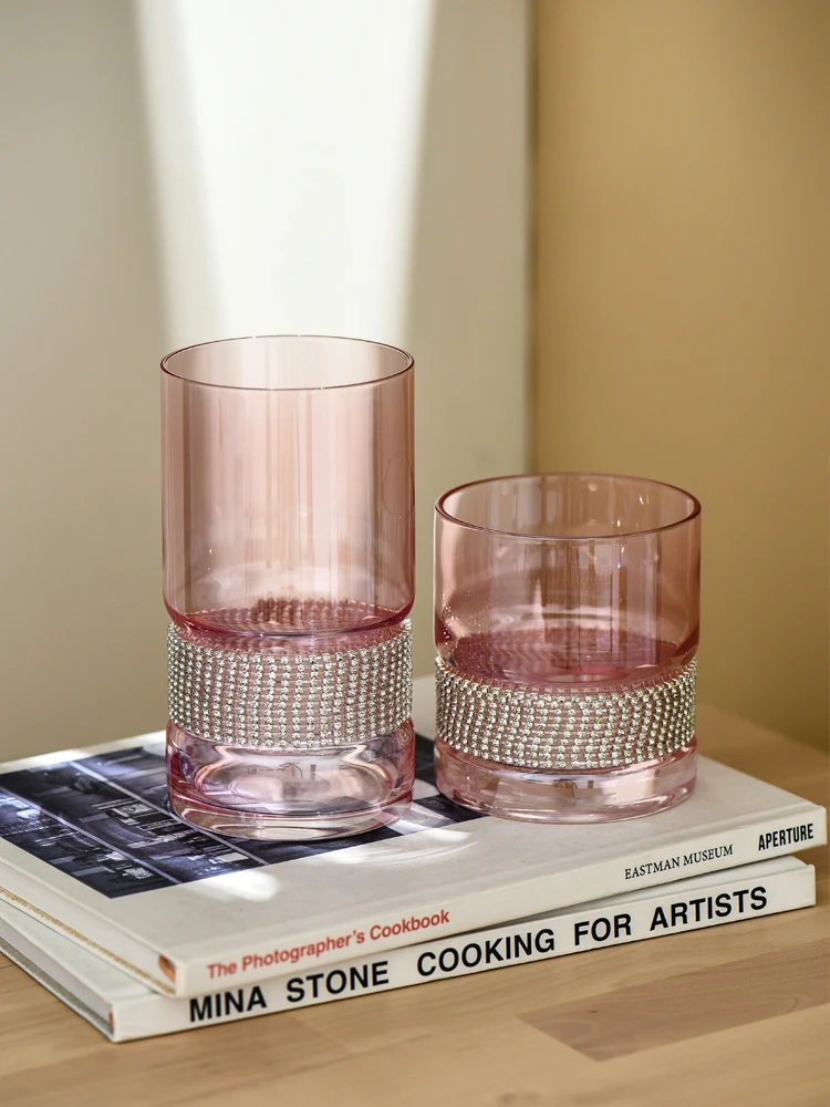 Light Luxury Nordic Bathroom Tumbler Cup Creative Diamond Glass Washing Mouth Cups Toothbrush Holder Drinking Whiskey Cup Cute