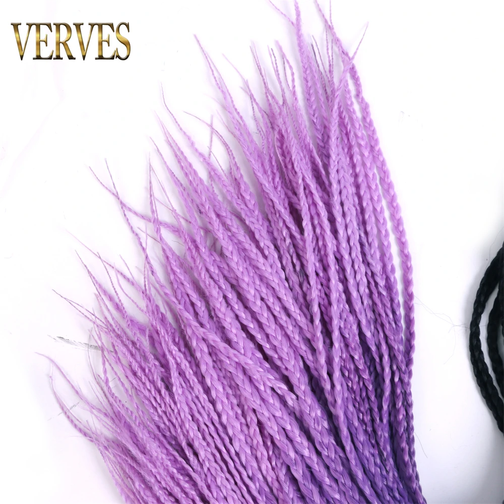 VERVES 6 PCS Box Braid treccia sintetica all'uncinetto 24 pollici 22 radici/confezione Ombre intrecciare l'estensione dei capelli Ombre viola Crochet Braid