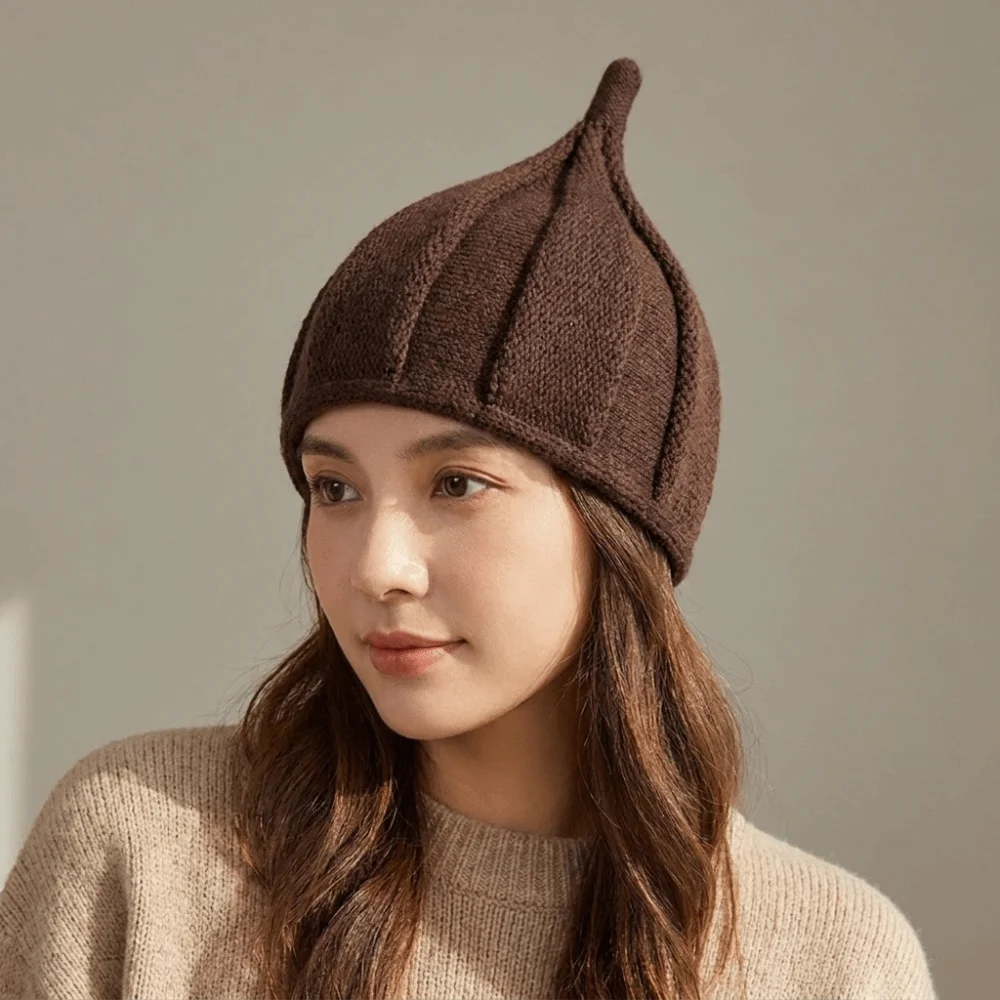 Casual Spire Knitted Beanie Hat Twist Korean Style Nipple Hat Warm Soft Pullover Hat Outdoor 4