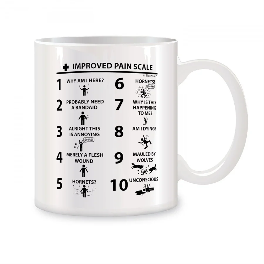 

Improved Pain Scale CNA Mugs For Nurse Practitioner Gift Doctor Birthday Gifts Novelty Coffee Ceramic Tea Cups White 11 oz