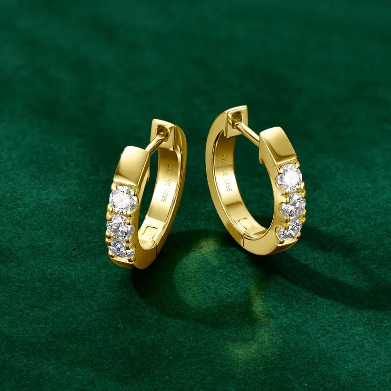 

Ehhai 3mm Round Cut Moissanite Hoop Earrings for Women Real 925 Sterling Silver Earring Jewelry Gift Pendientes with Certificate