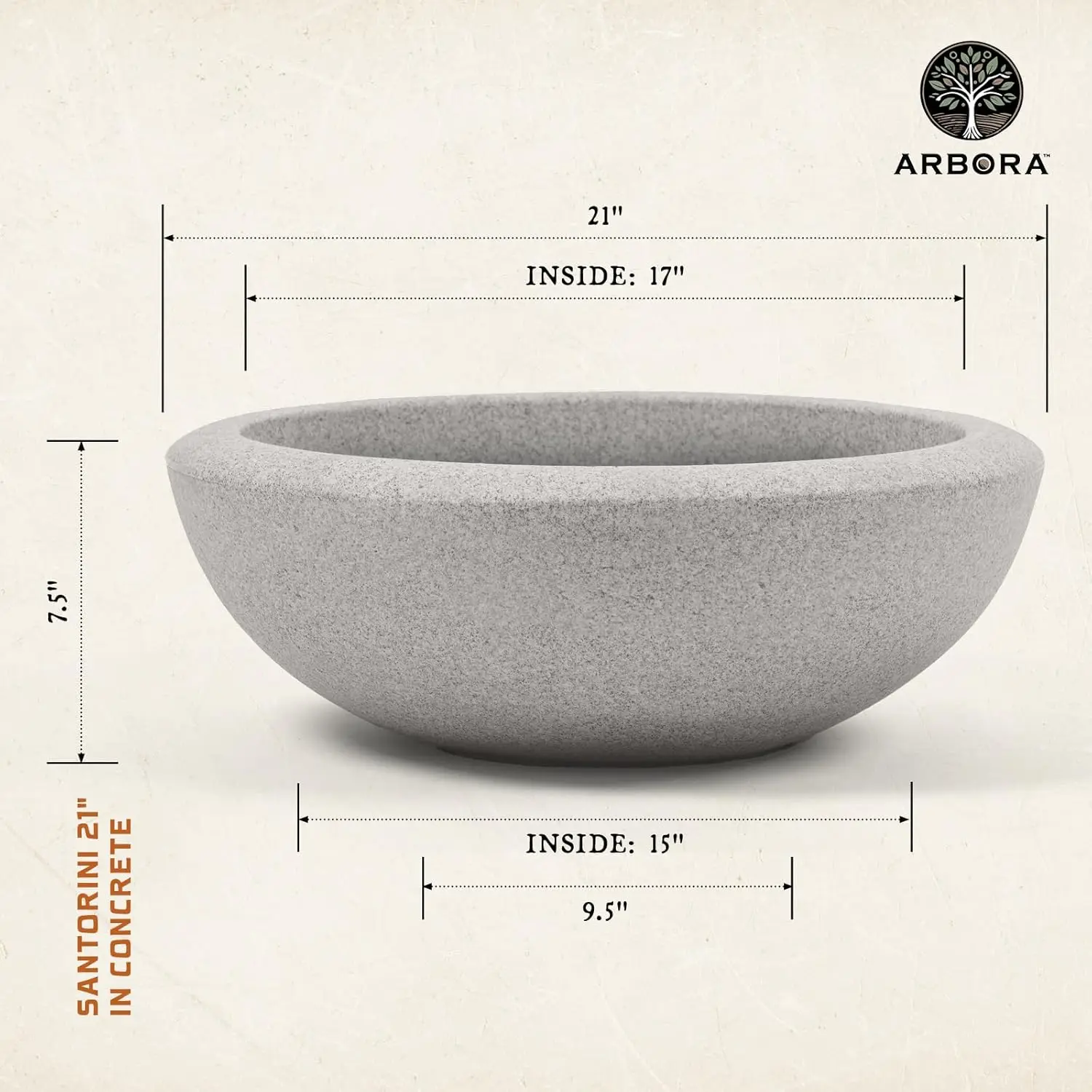 Indoor and Outdoor Patio Garden Planter, Polyresin, Stone Blend Concrete Gray, Durable and Lightweight