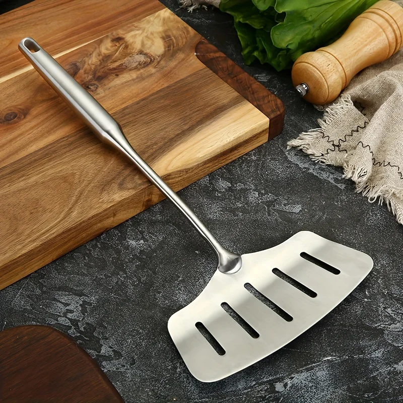 

1PC Widened Stainless Steel Frying Shovel For Steak Pancake, Kitchen Household Spatula, Outdoor Camping Cooking Utensils Cake