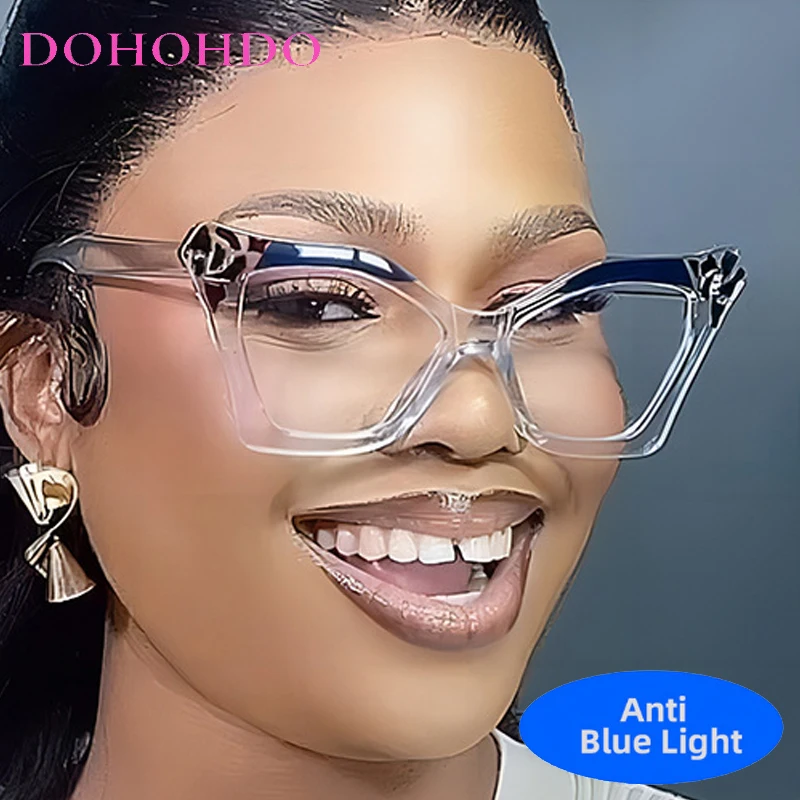 

Y2K Fashion Sexy Cat Eye Anti-Blue Light Women's Glasses Computer Gaming Eye Protection Optical Luxury Designer Brand Eyeglasses