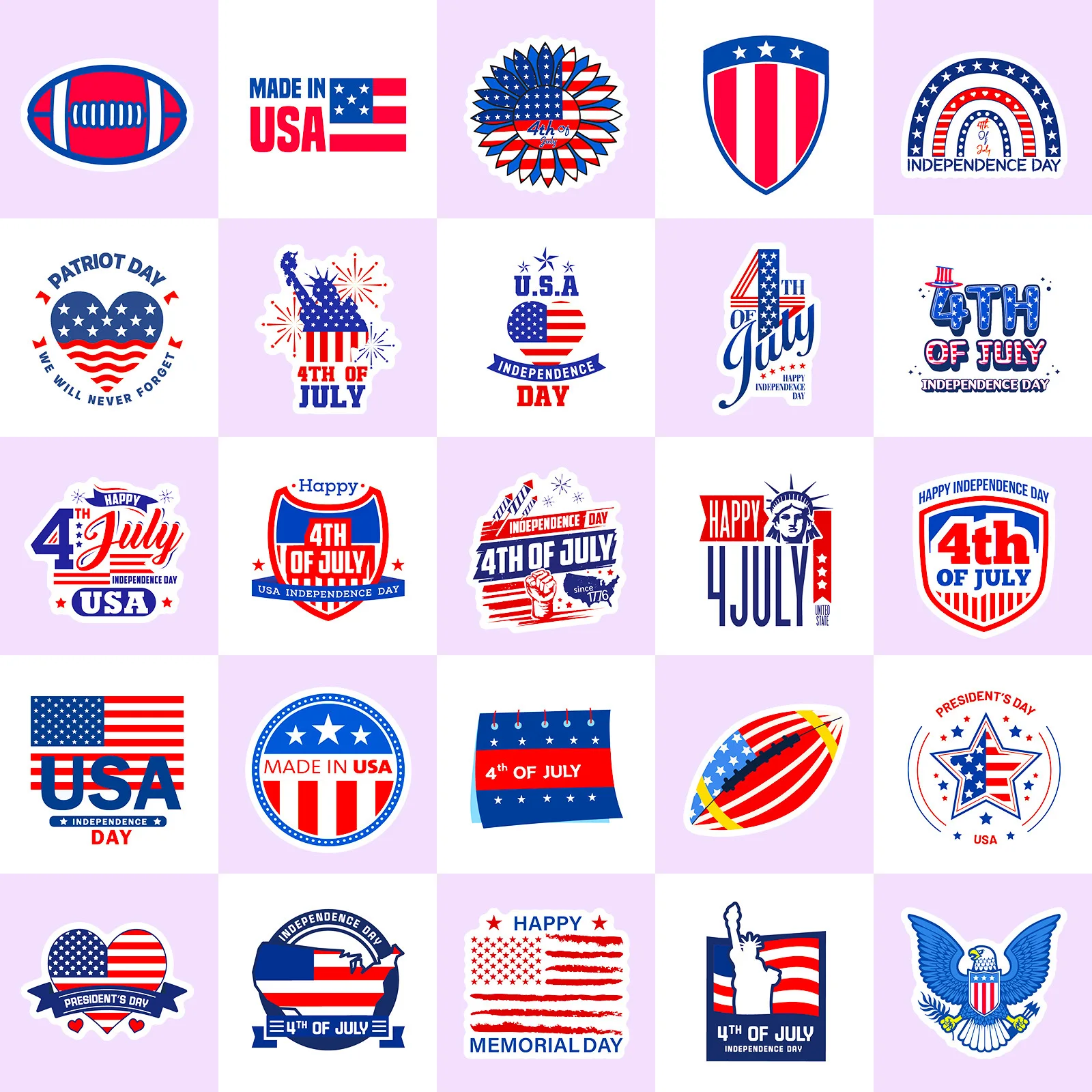 50PCS Independence Day Flag Faith Sticker Decals Luggage Travel Backpack Skateboard Phone Laptop USA Sticker Wholesale