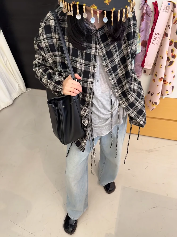 

Шерстяное пальто с клетчатым узором и поясом, простое, для повседневной носки, женское, модное, зимнее, с длинными рукавами