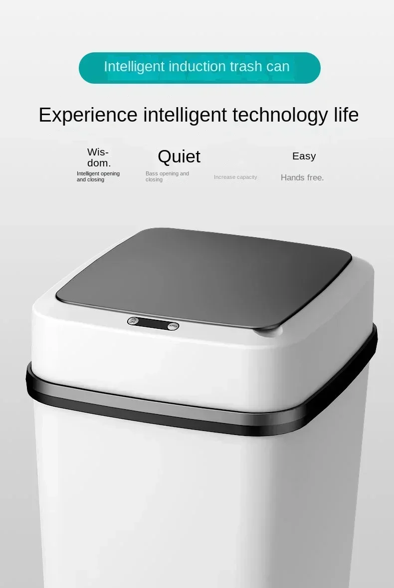 Intelligent Household Waste Bin with Lid for Toilet Living Room Creative Bathroom Automatic Induction Waste Bin