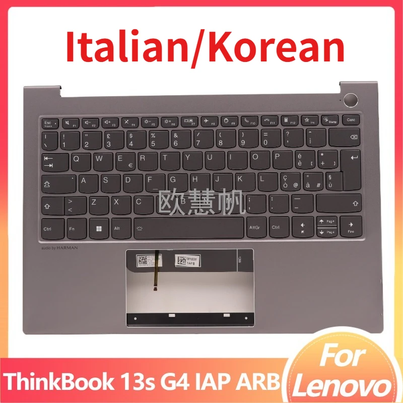 

T New for Lenovo ThinkBook 13s G4 IAP ARB Laptop Palmrest Upper Cover with Backlight Italian/Korean Keyboard