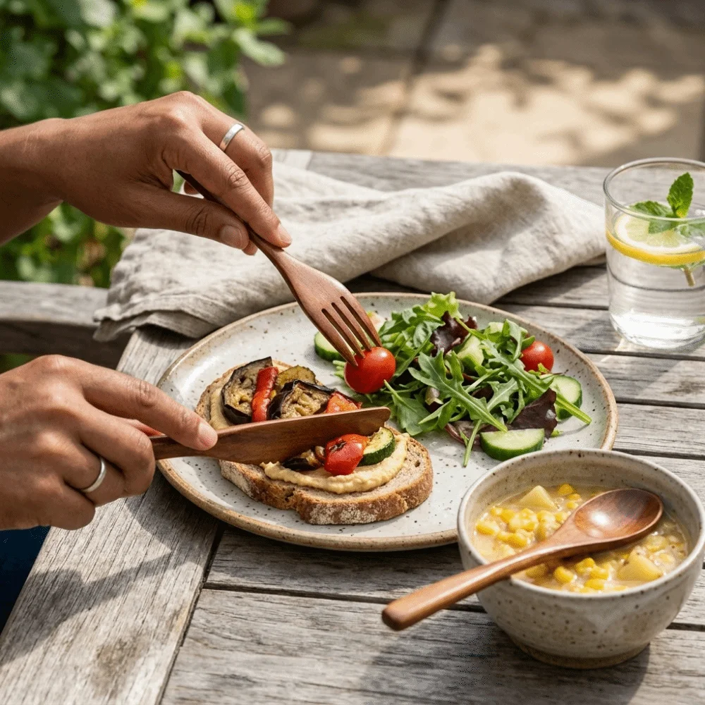 1Set Wood Tableware Set Smooth Polished Practical Household Set Lightweight Comfort Ergonomic Flatware Pack Food Serving