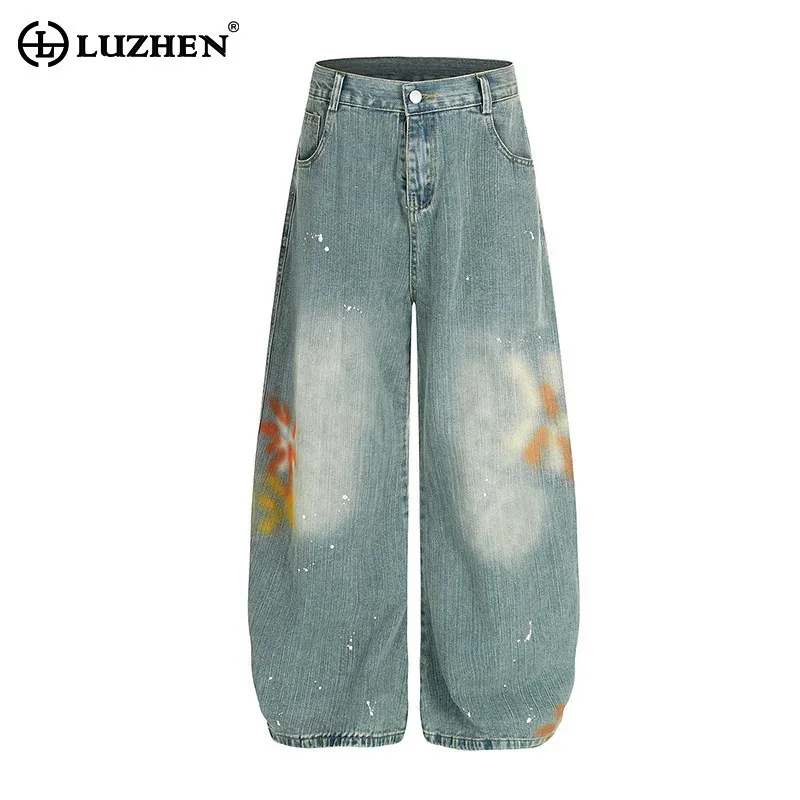 

LUZHEN 2025 New Original High Quality Loose Straight Vintage Washed Jeans Men's Fashion Handsome Street Wear Denim Pants JY3326