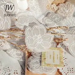 JIANWU-Serie de té blanco Vintage, Material de decoración de papel tornasol de flores, papel creativo DIY, diario, Collage, papelería, 30 hojas