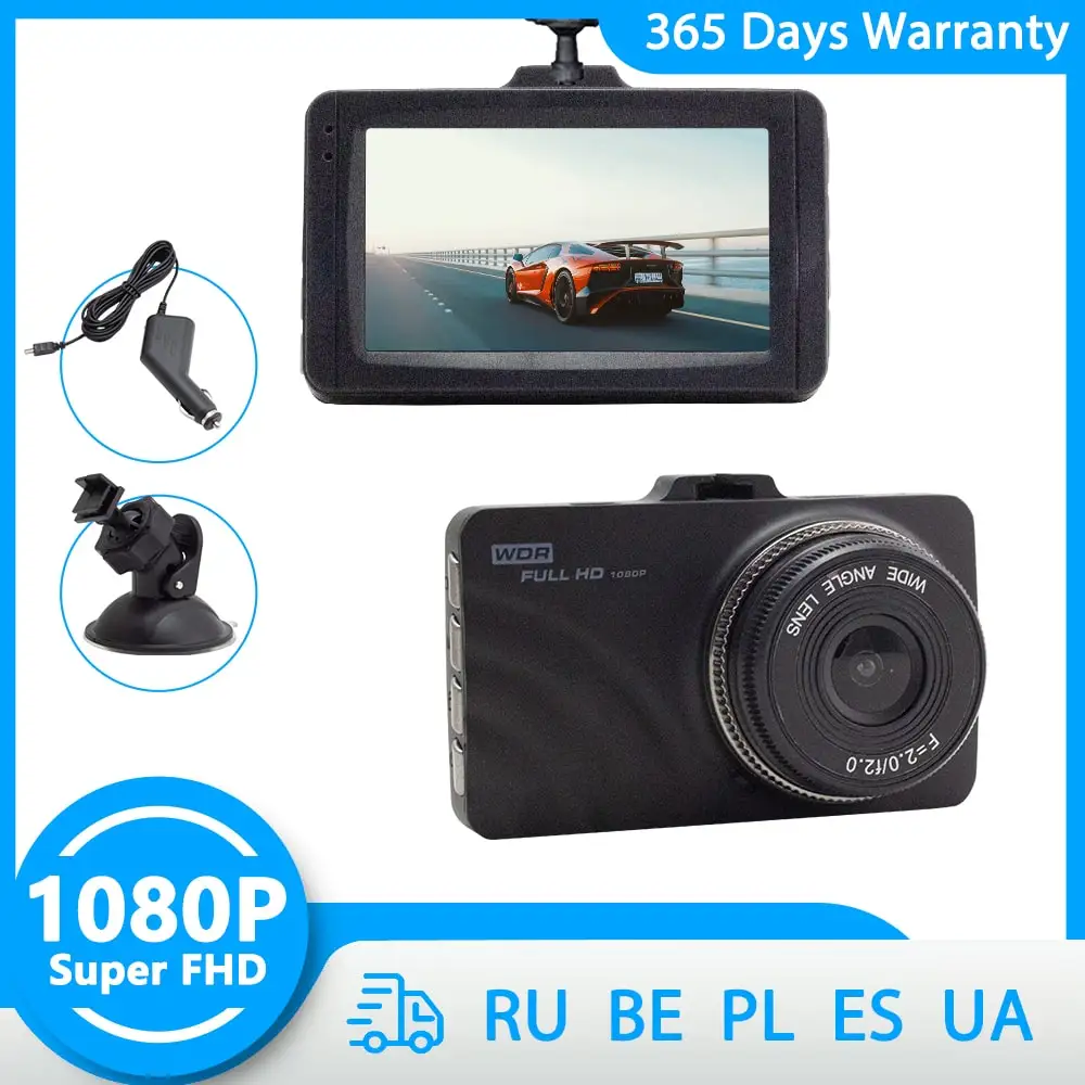 

1080P Dash Cam FHD DVR Car Driving Video Recorder 3 ''LCD Screen 170° Wide Angle G-Sensor WDR Parking Car Monitor