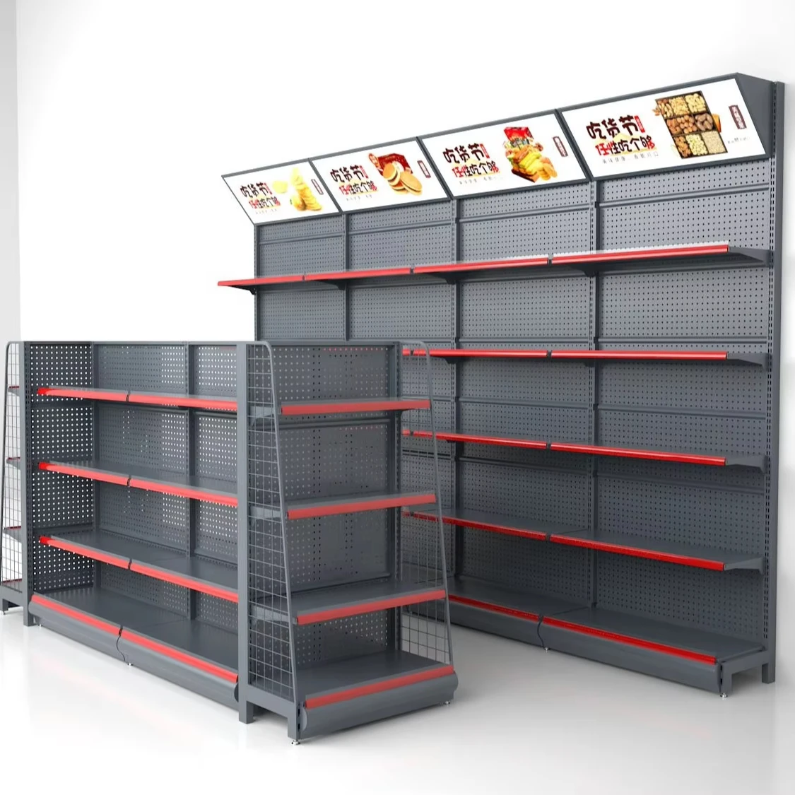 Dual-Sided Metal Supermarket Rack Convenient Display Shelves for Snack Toys in Mini-Supermarkets and Drugstores Custom