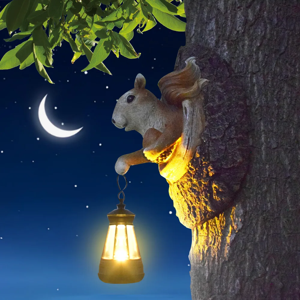 Creative Resin Animal Solar Hanging Lantern Soft Glow Landscape Light Outdoor Garden Holiday Wall Ornament Gift