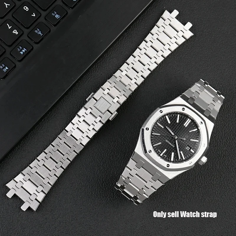 904L Stainless Steel watch band For AP 15400 Audemars Piguet Royal Oak GA2100 2110 Strap Men Silver waterproof Bracelet 26mm