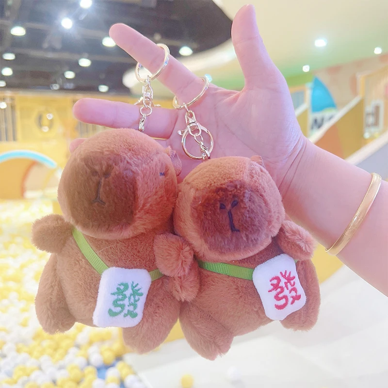 Cute Cartoon Capybara Plush Keychian Creative Stuffed Dolls Keychian Pendant Fashion Backpack Decoration Accessories Gifts