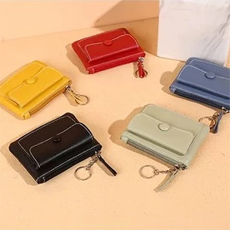 New Fashion Women's Zipper Short Wallet Solid Color Card Bag Coin Zero Wallet