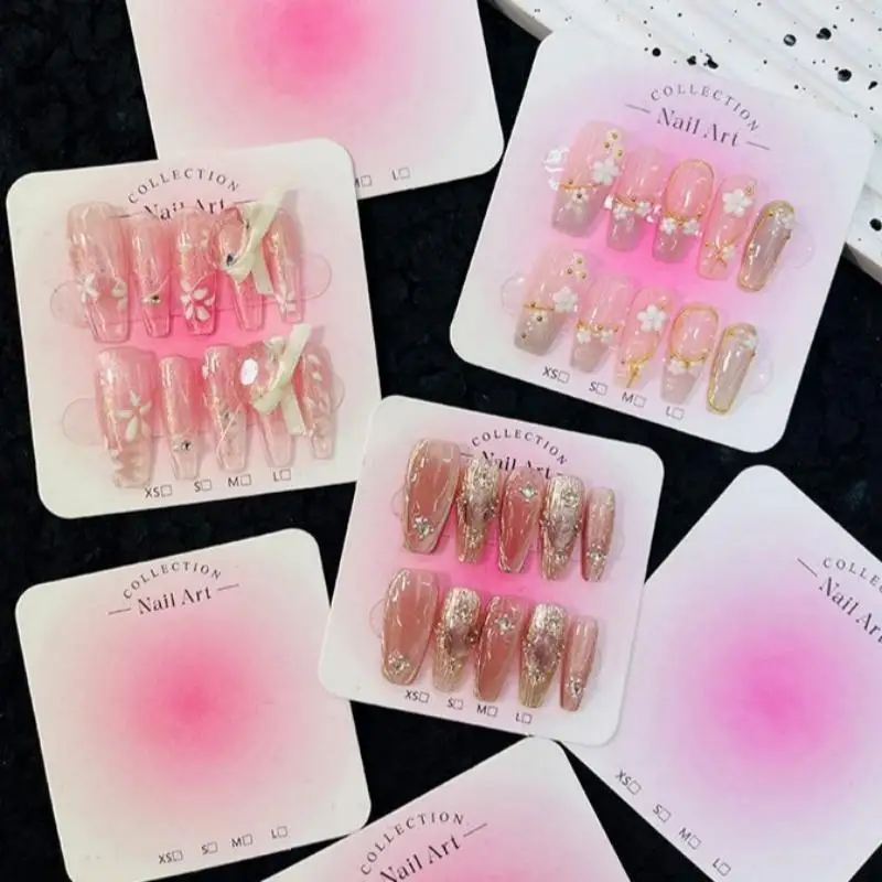 50pcs 6.5x6.5cm Nail Art Display Card Press-on Nails Packing Card Board Manicure False Nail Display Decor Package Card