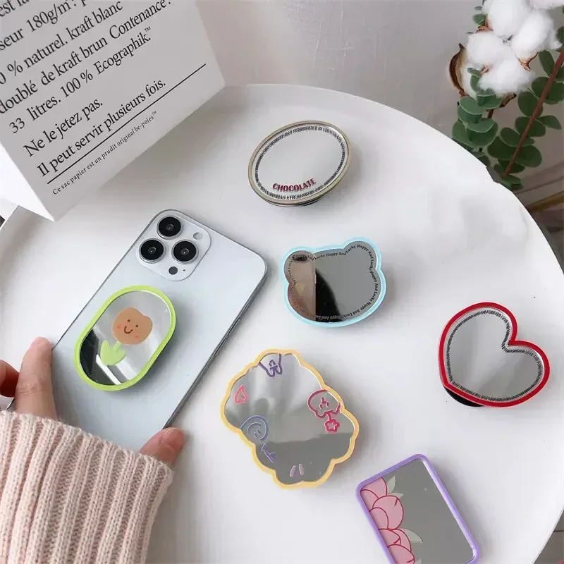 INS Cute Fruit Make Up Specchio Phone Grip Tok Love Heart Griptok Corea Anello di supporto per IPhone 15 Accessori Staffa di supporto
