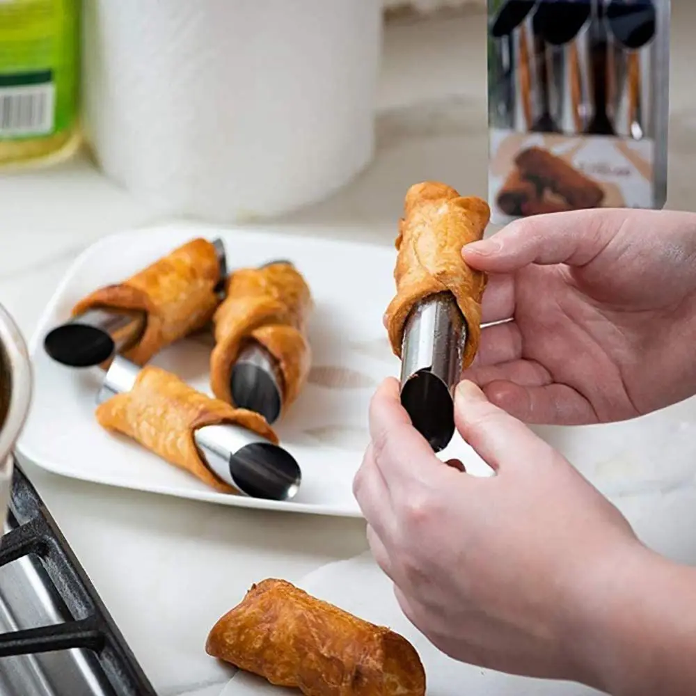 metal 6 pcs/set danish cannoli forms pastry roll kitchen gadget baking tool cream puff maker cannoli tubes brioche mold
