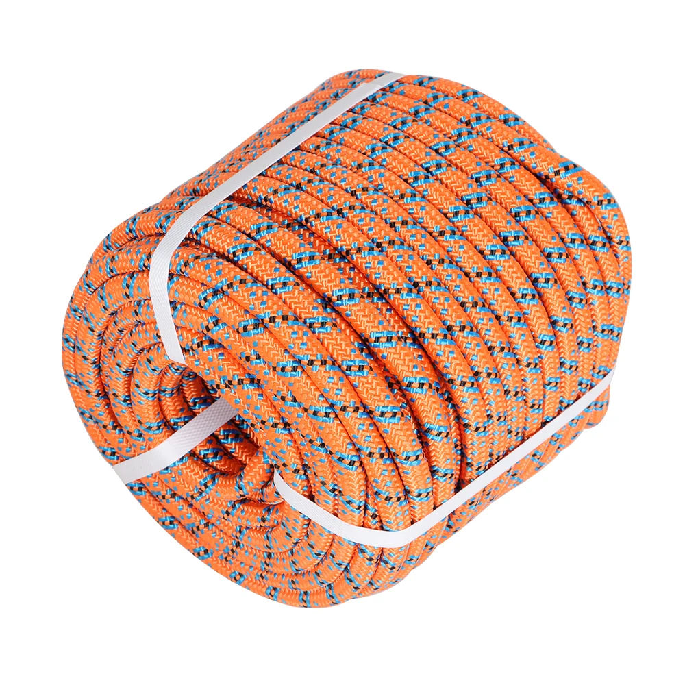 1/2 Inch 32 Strand Braided Polyester Rope 150Ft Orange-Blue-Black-for Tree Climbing Rigging, Arborist