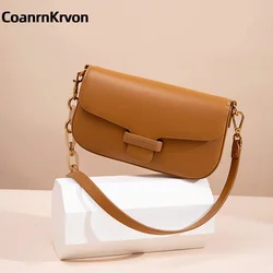 Bolsa de ombro vintage em couro genuíno para mulheres, bolsa feminina, bolsa de ombro de compras, bolsa de moedas, bolsa feminina de luxo