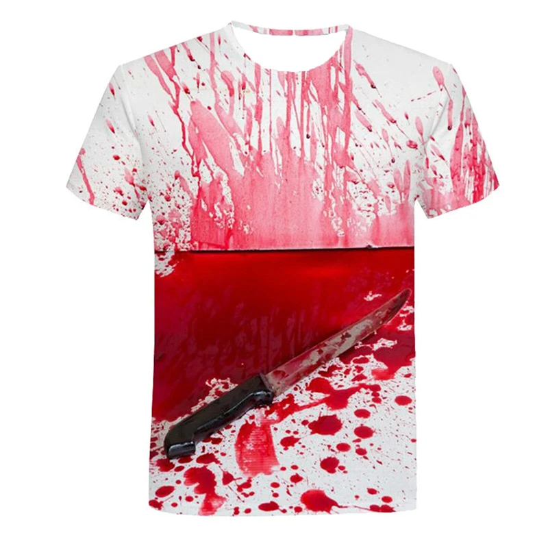 Fashion Hallowmas 3d Printed T-shirt For Men Horror Blood Palm Short Sleeves Tee Shirts Harajuku Streetwear Oversized Tees Top