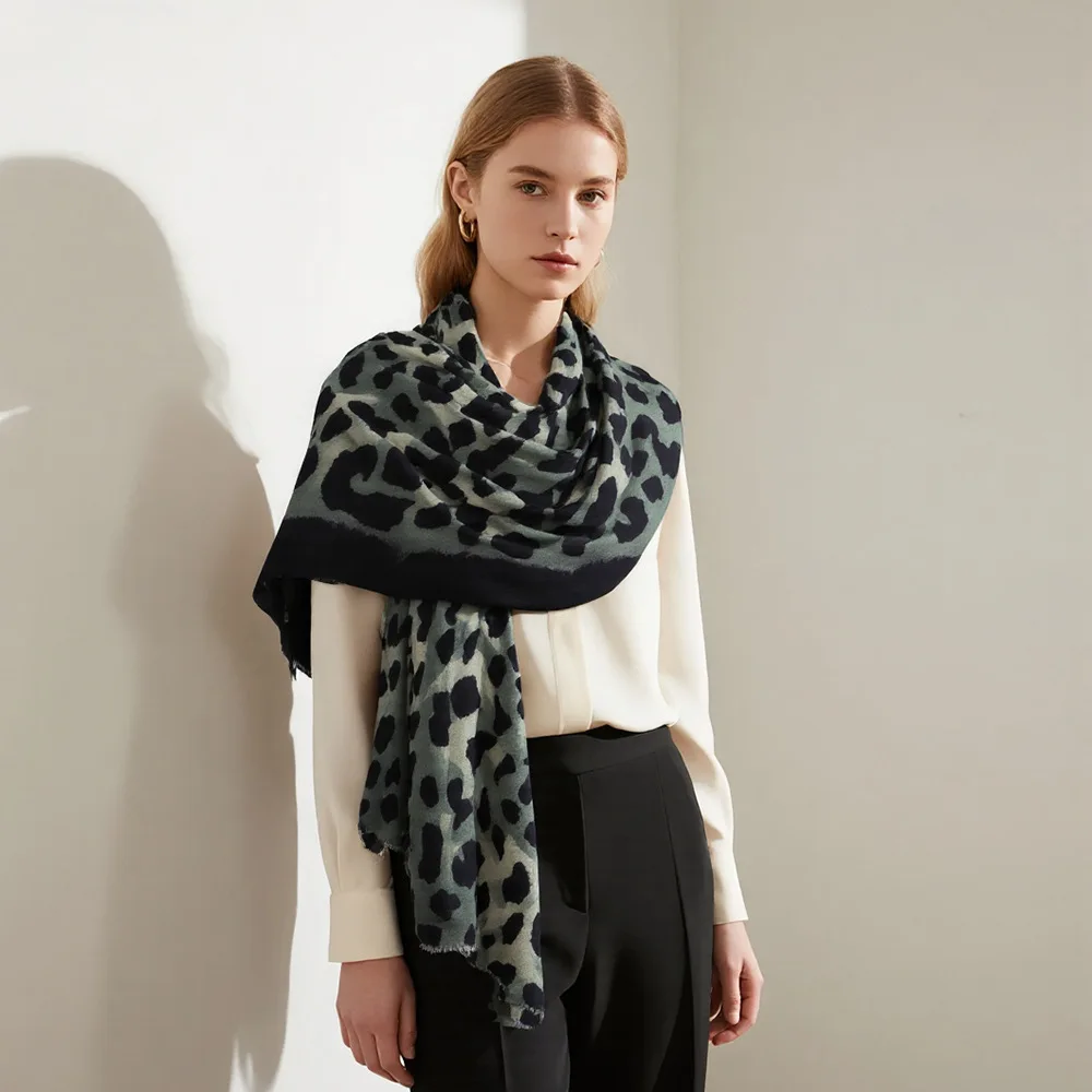 USPOP Neuer Schal mit Leopardenmuster für Damen, modischer Schal für Herbst und Winter, 180 cm lang, vielseitiger Pashmina