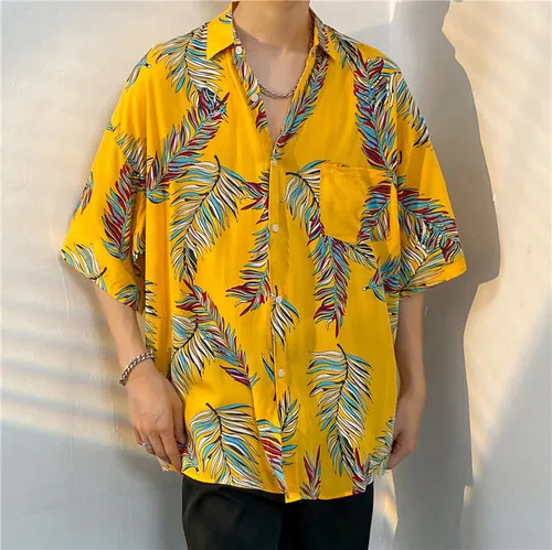 Tropical Weed 3d Print Hawaiian Shirt For Men Summer Street Short Sleeves Tops Harajuku Lapel Button Loose Blouse Tees Clothes