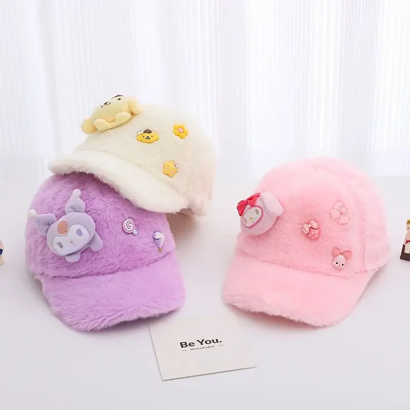 

Cinnamoroll My Melody Anime Sanrio Ins Lovely Doll Warm Hat Children Cute Cartoon Kuromi Kawaii Baseball Cap Gifts for Kids