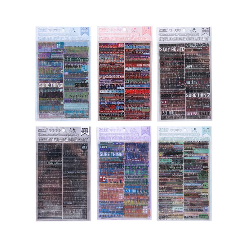 1 paquet/6 autocollants colorés avec phrases anglaises, motifs de citations inspirantes, pour la décoration de journaux et le scrapbooking