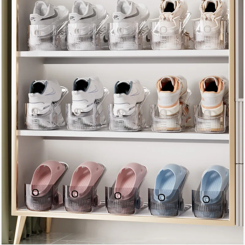 HM15 Shoe cabinet storage artifact space-saving folding shoe rack layered partition simple transparent double-layer shoe