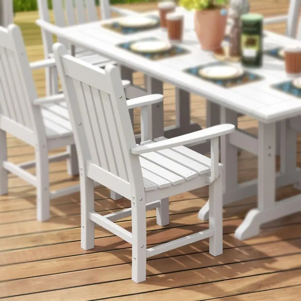 Malibu Classic Outdoor Dining Chairs with Arms, All Weather Poly Lumber Adirondack Patio Chairs Restaurant Bistro Chairs Support