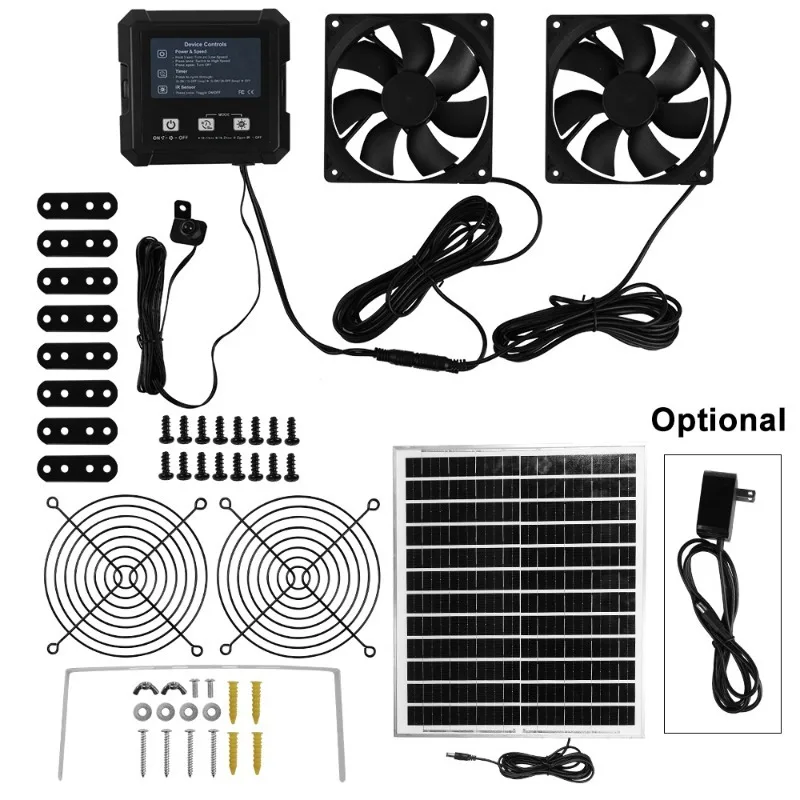 Dual Fan Solar Ventilation System Chicken Coop Cooling Exhaust Auto Start Fresh Air 10W Poly Crystal