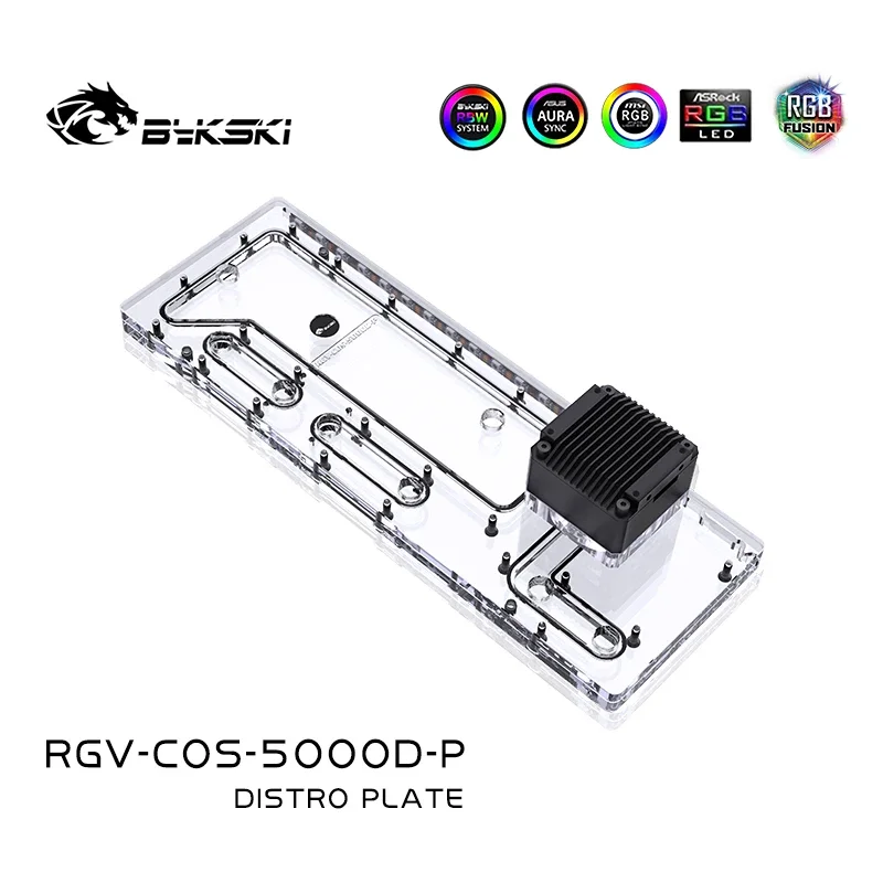 Bykski Acrylic Distro Plate Kit For CORSAIR 5000D Case,With DDC Pump Board Reservoir Water Cooling System 5V/12V,RGV-COS-5000D-P