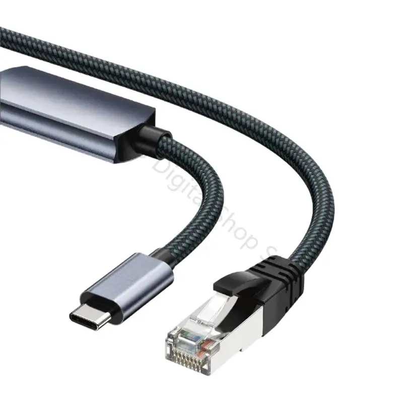 96BA RJ45 Internet Adapter Cable Wire with 1000Mbps Gigabit Ethernet Access, Metal Shell Design for Work, Class, and Gaming