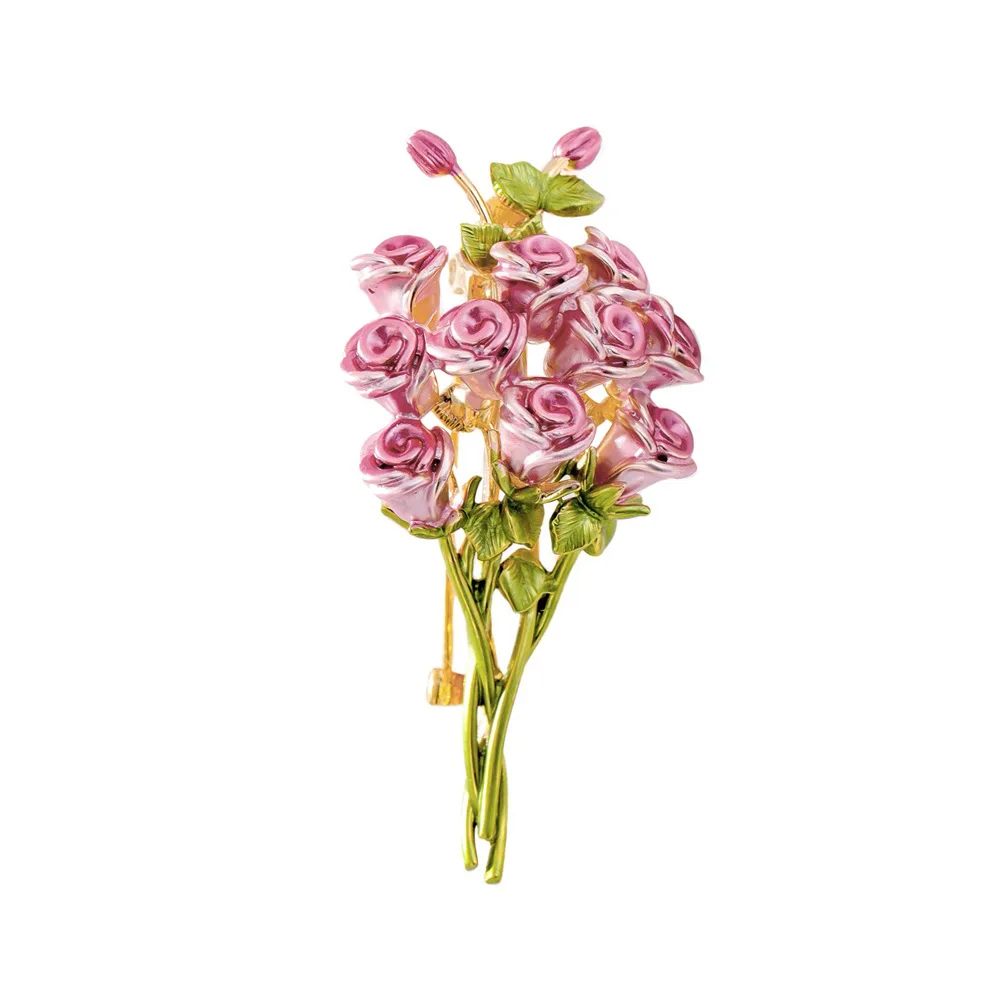 SKEDS Elegant Women Men Fashion Enamel Flower Badges Pin Exquisite Dripping Oil Floral Bouquet Brooches Corsages For Ladies