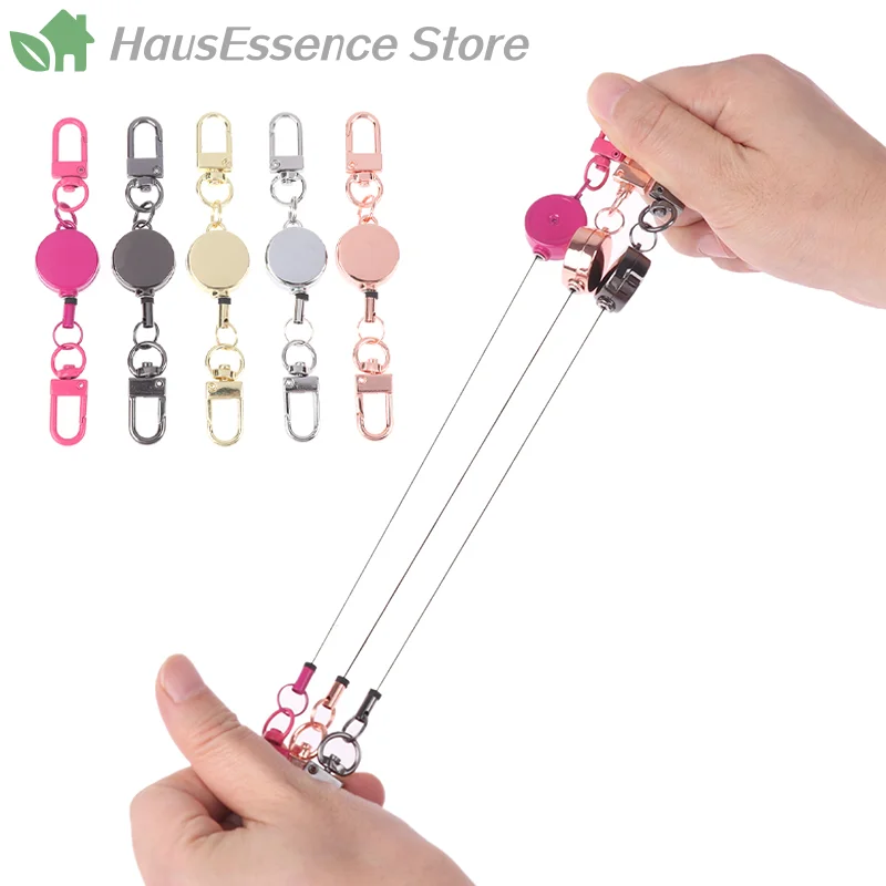 ※21MM Anti-theft Metal Easy-to-pull Buckle Rope Retractable Key Holder Elastic Keychain Sporty Retractable Key Ring Nurse Parts