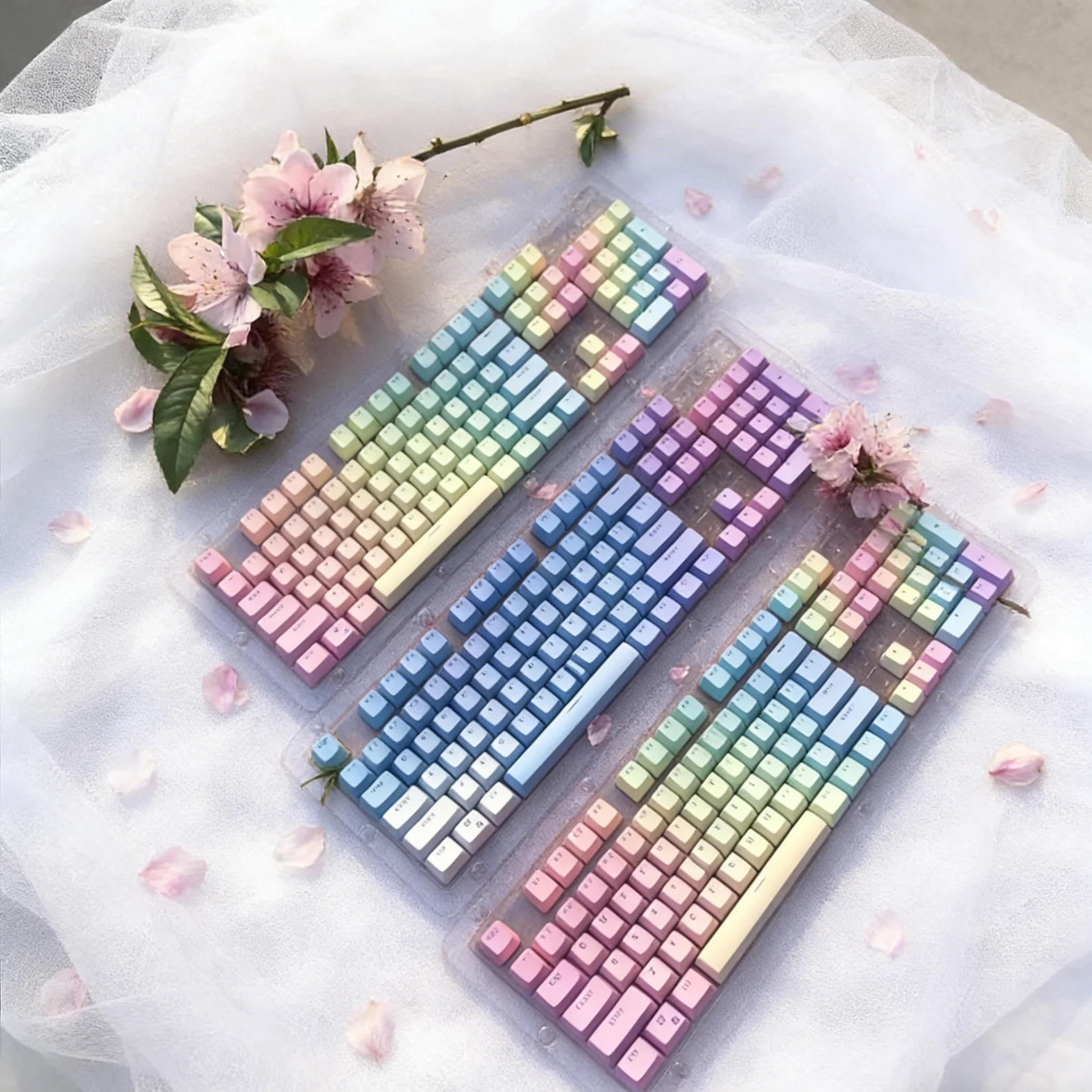Rainbow Gradient 104 Keys OEM Profile PBT Keycaps For MX Switch Mechanical Keyboard RGB Gaming Backlit Keycap Custom Key Caps