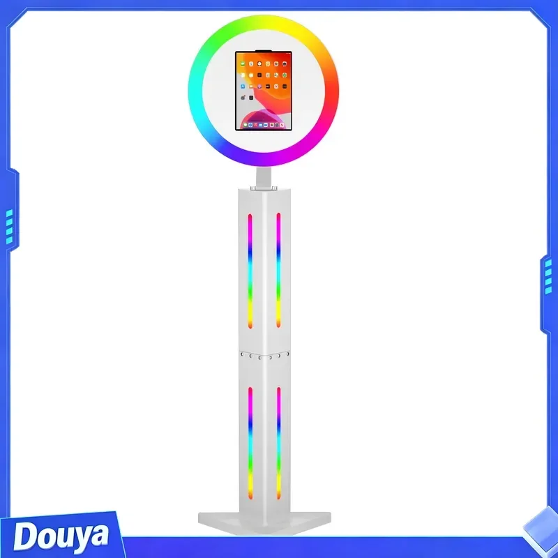 Newest Standing iPad Instant Photo Booth with RGB Ring Light Selfie Kiosk Machine