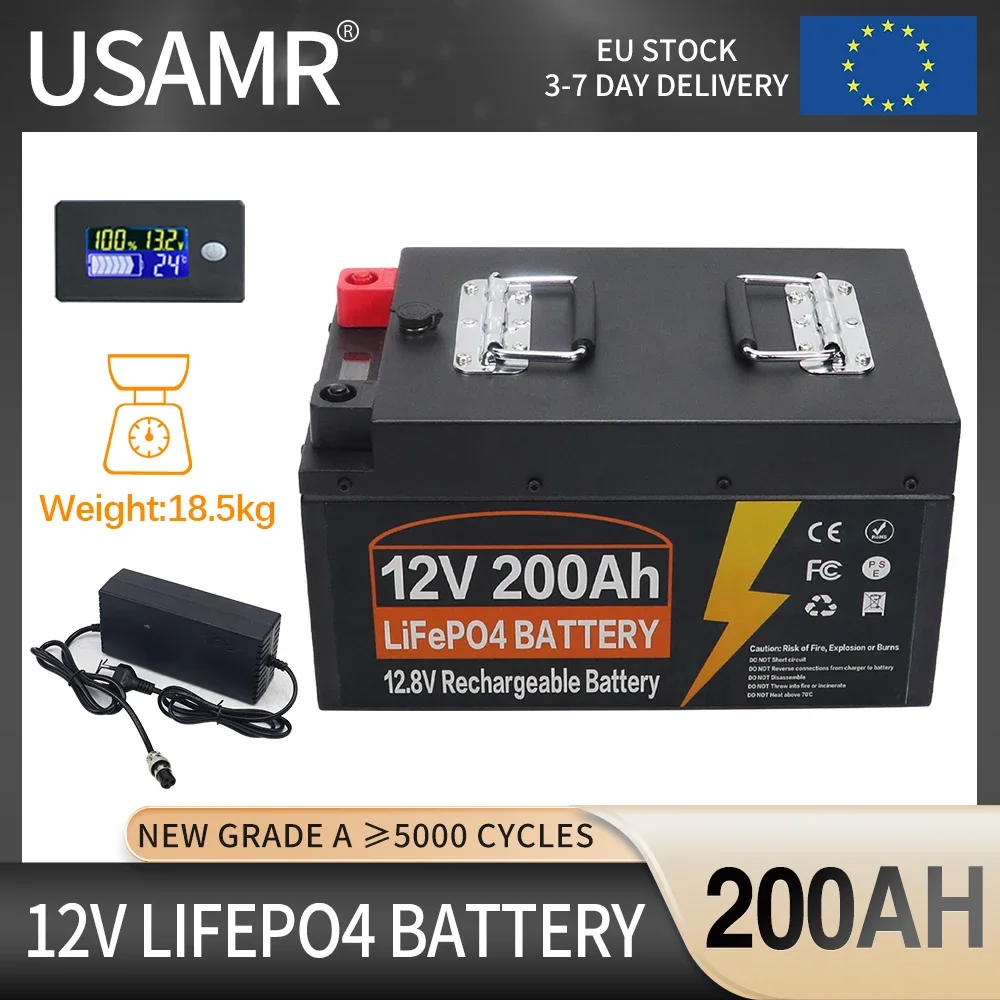 12V 200Ah LiFePO4 Lithium Iron Phosphate Battery 5000+ Cycles For Replacing Most of Backup Power Home Energy Storage Tax Free