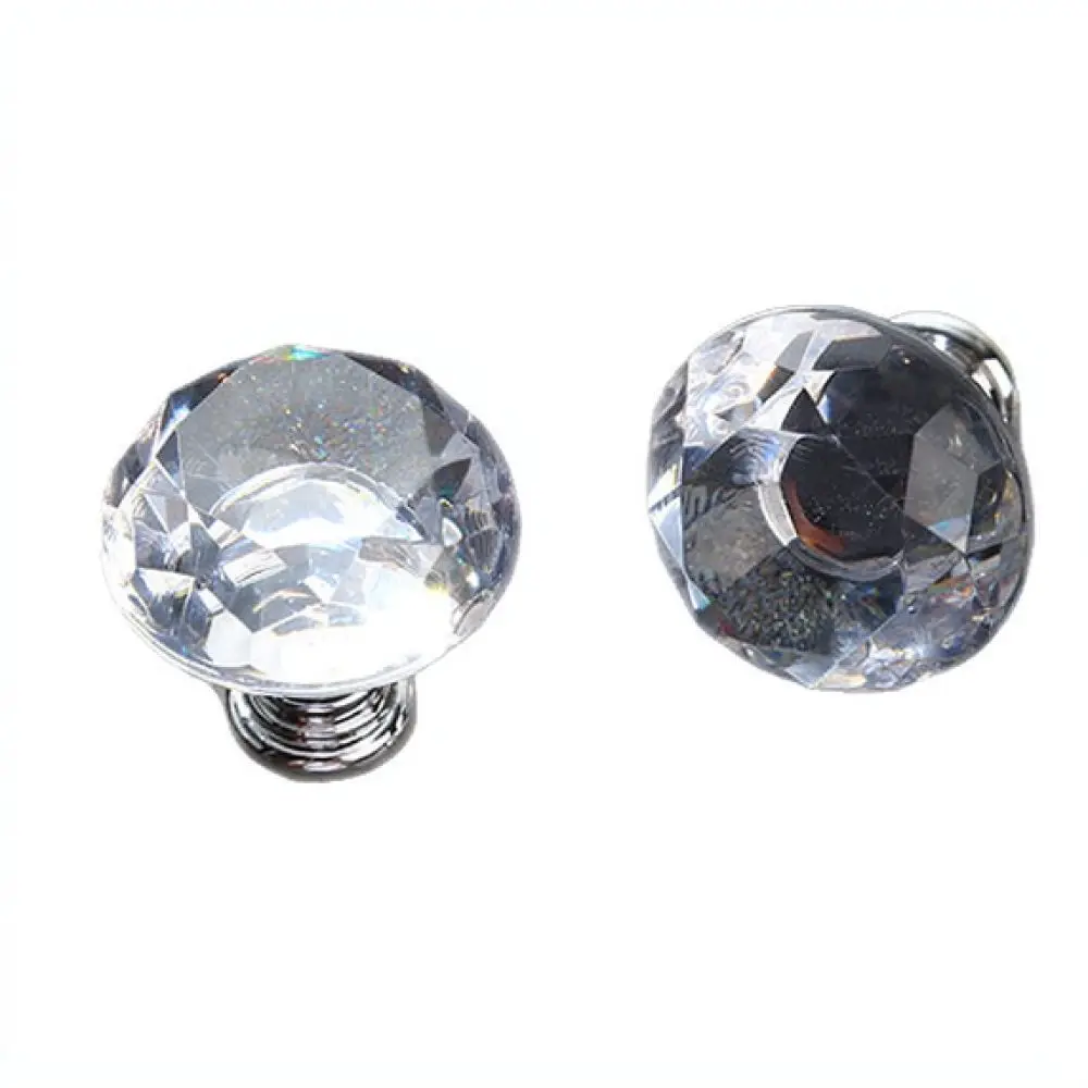 Decorative Round Crystal Knob Luxury Acrylic Cabinet Handle Modern Drawer Pull Gold Silver Finish For Furniture Door