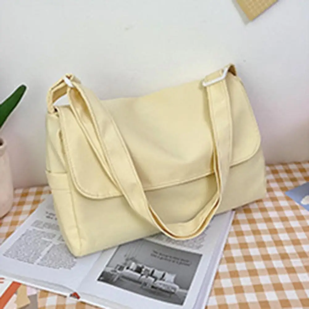 Sac à bandoulière avec doublure en polyester pour femme, style preppy japonais, sangle réglable pour le travail, haute qualité