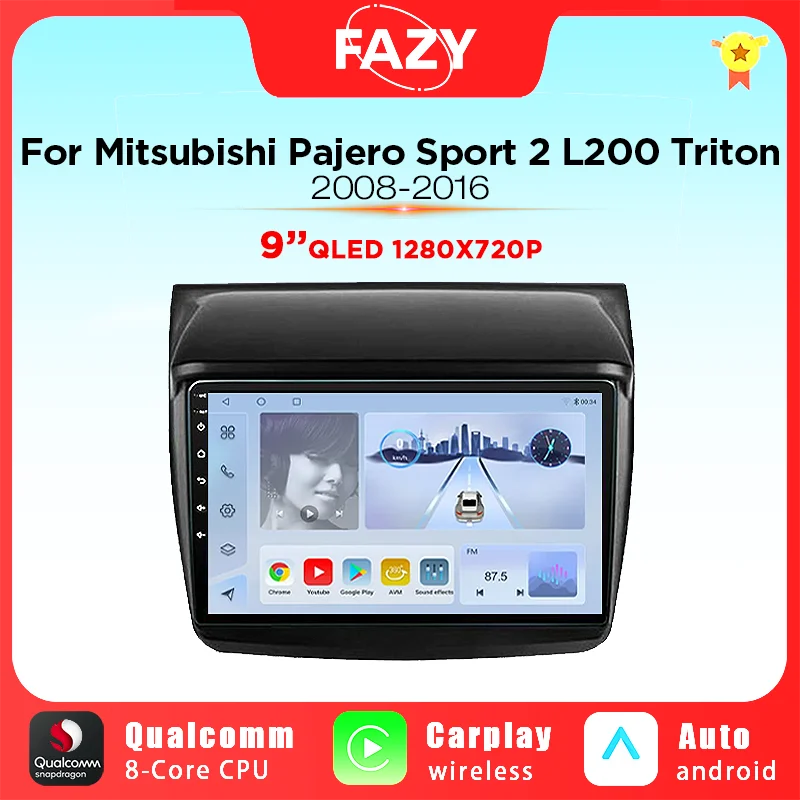 Android Auto Radio Multimedia For Mitsubishi Pajero Sport 2 L200 Triton 2008-2016 Wireless Carplay Player Video GPS Navigation