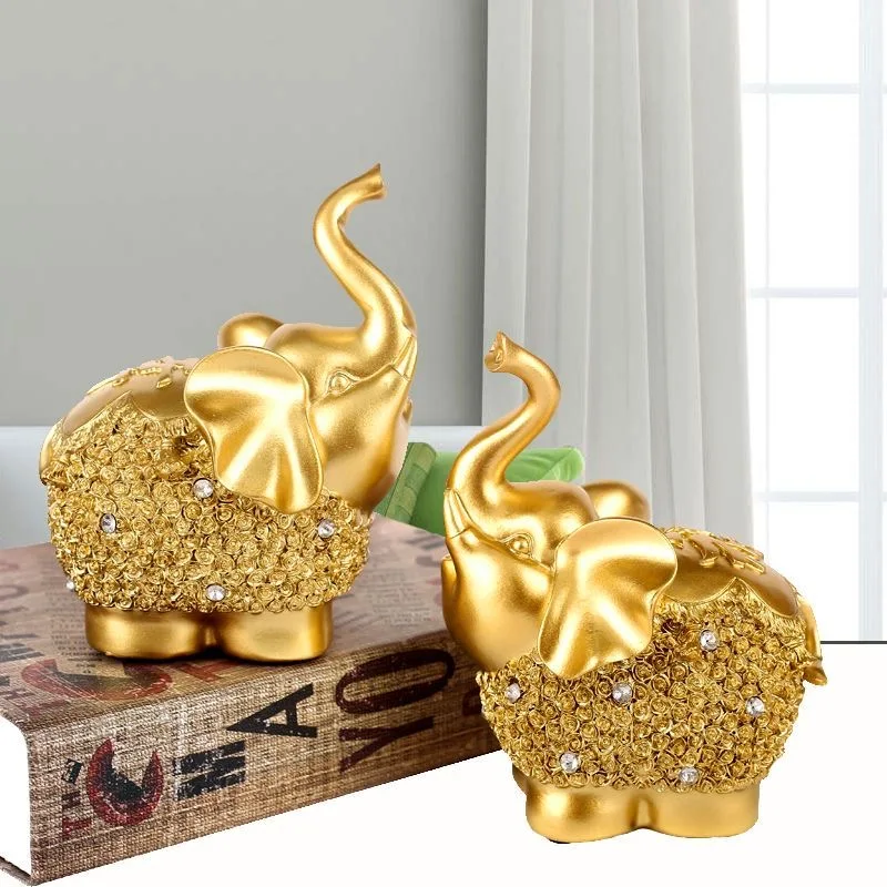 

Creative Nordic Resin Elephant Ornaments, Home Living room, bedroom, study Decorations, Elephant Sculpture Family Desk A Pair