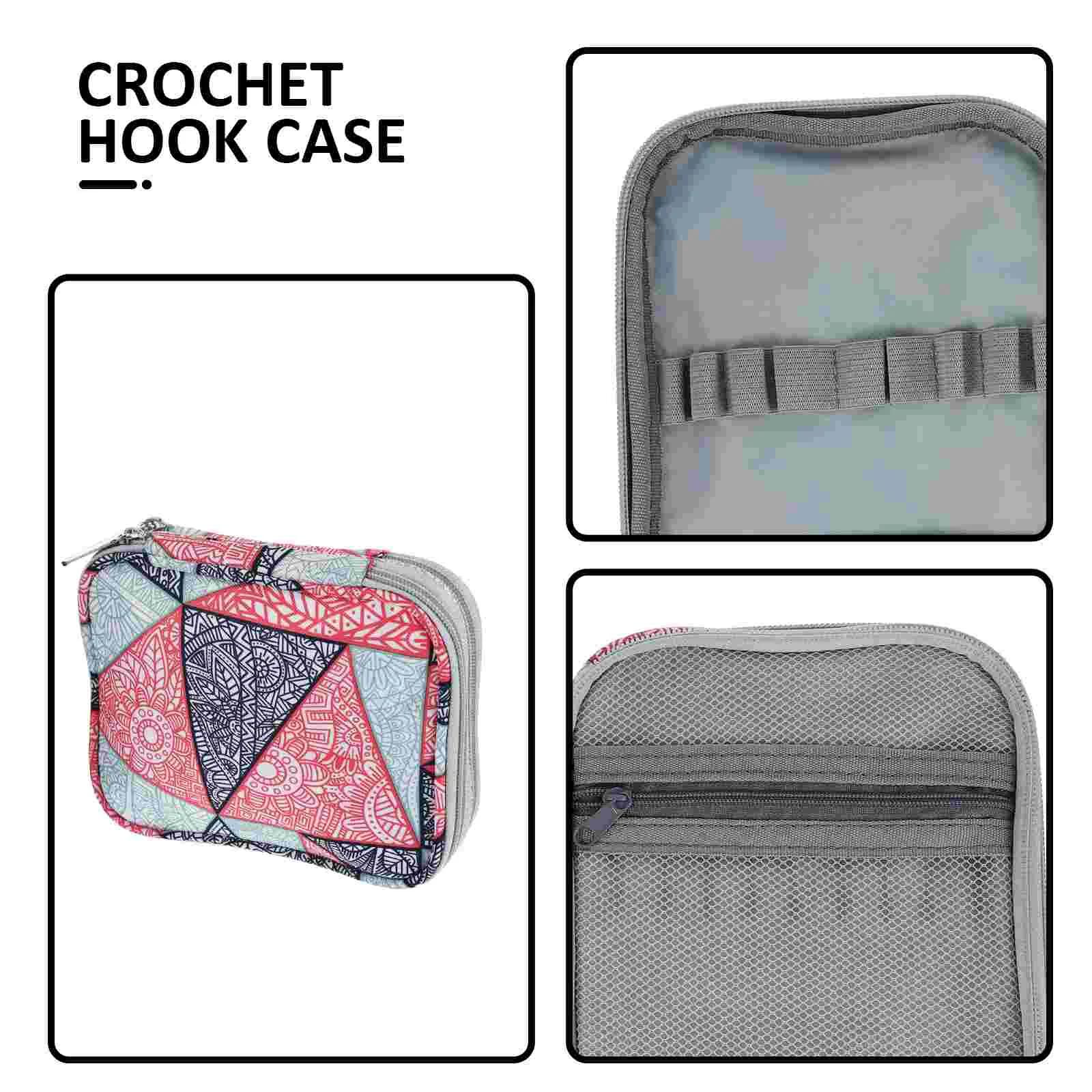 Crochet Storage Bag Wool Hooks Organizer Zipper Sewing Tools Portable Container Pouch Case Multi-function Needle Knitting