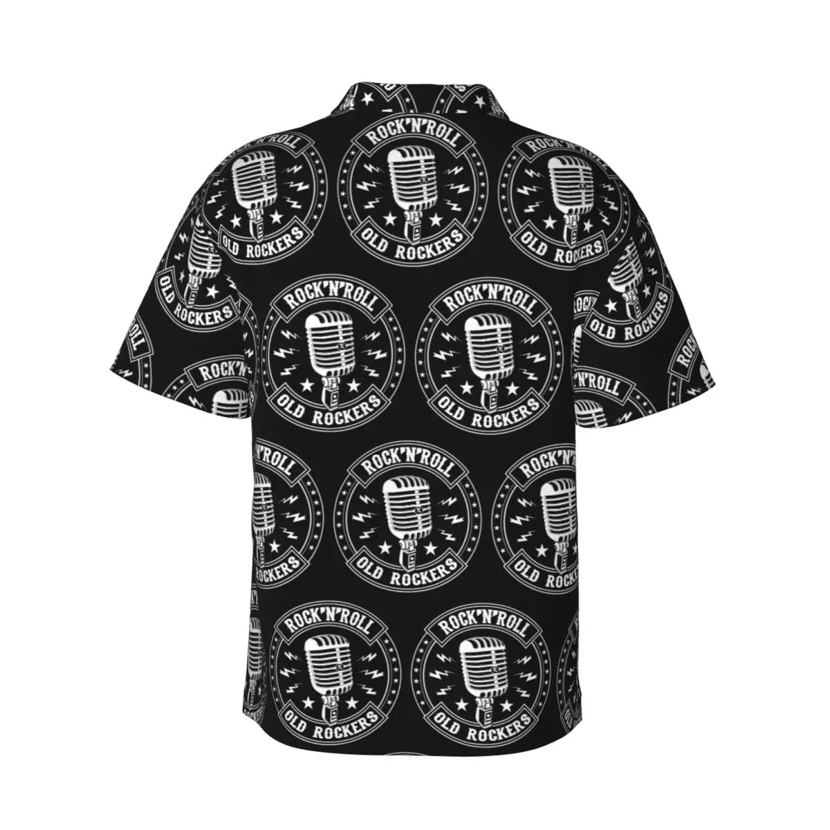 Microphone Rock And Roll Rockabilly Men's Shirts Hawaiian Short Sleeve Shirt Casual Lapel Tops for Summer Beach