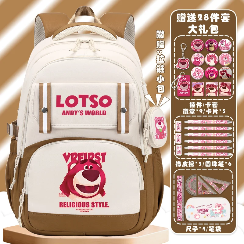 Sanrio Aardbei Beer Kinderen Schooltas Student Anime Grote Capaciteit Rugzak Lichtgewicht Dubbele Schouder Rugzak