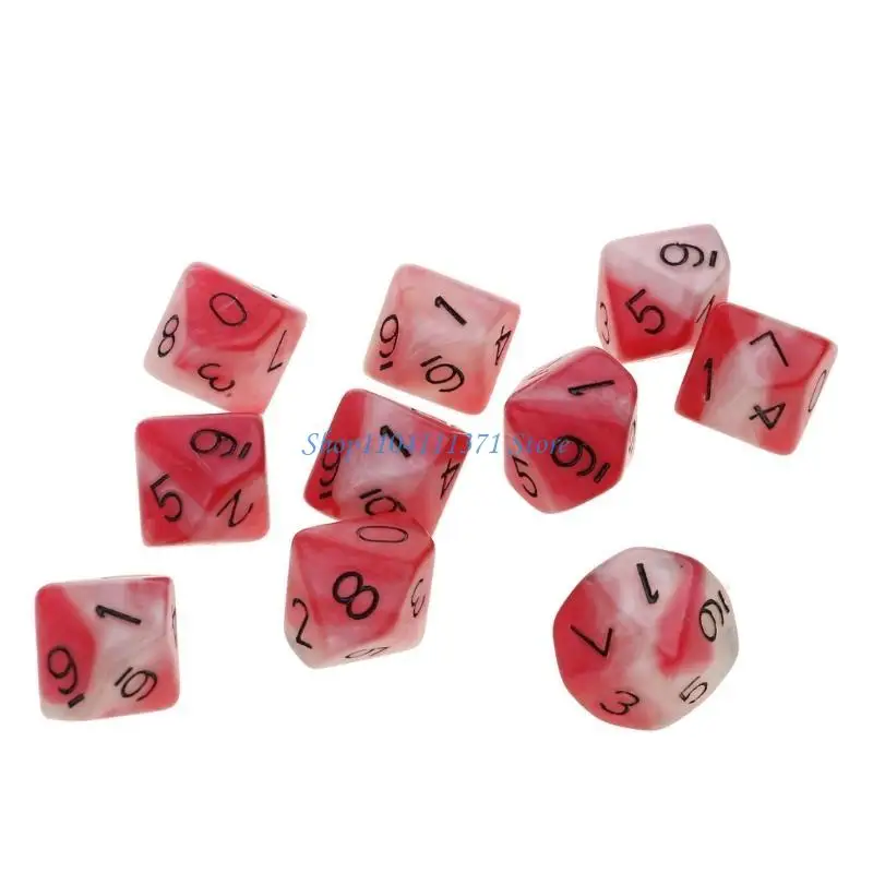 

P9FC 10pcs/set 10 Sided D10 Polyhedral Dices Numbers Dials Desktop Table Board Game
